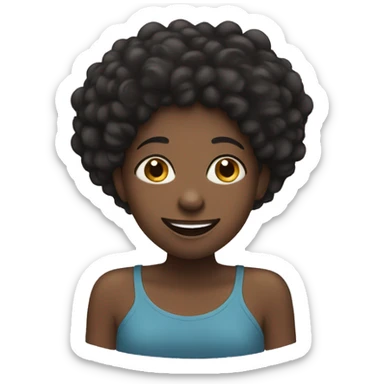 Black Girl with two hands under her chin, smiling sticker