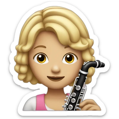Girl with blond Bob Hair Style play clarinet  sticker