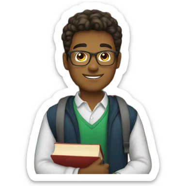 young male tutor with books sticker