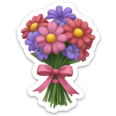 Bundle of flowers with bow sticker