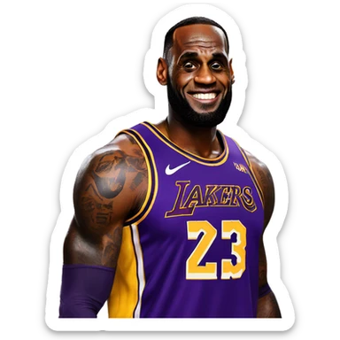 Lebron James in a laker jersey sticker