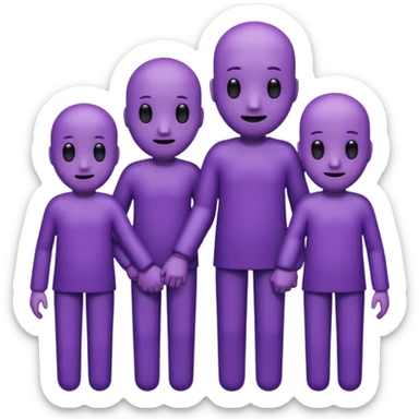 purple group without eyes and nose  holding hands sticker