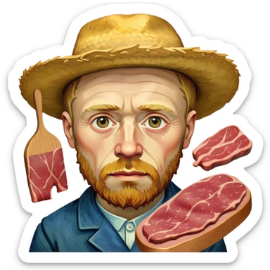 portrait of van gogh with spam meat painting  sticker