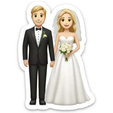 caucasian bride and caucasian groom sticker