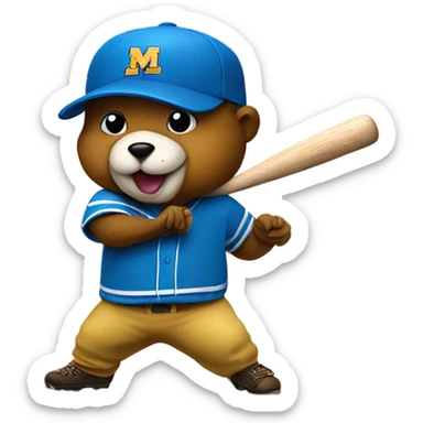 Blue Gopher swinging a baseball bat make it look like the Minnesota gopher mascot  sticker