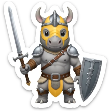 rhino with viking helmet and sword sticker