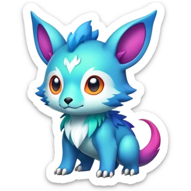 Cute cool colorful fantasy animal hybrid Fakemon full body sticker
