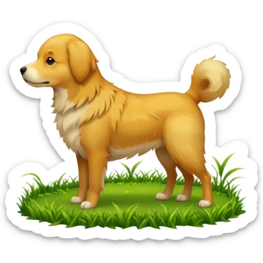 Dog peeing on grass sticker