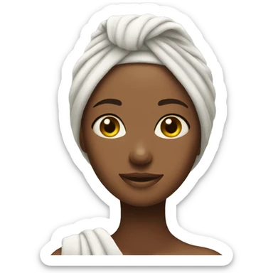 girl with towel on her head after a shower sticker