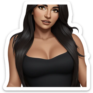 girl with long black hair sticker