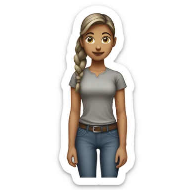 tan skin girl with hair in ponytail wearing a grey shirt while holding a coca cola sticker