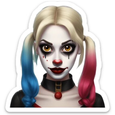 Mathematician in Harley Quinn style, oil paint, mysterious eyes, intricate lips, masterpiece portrait, odd perspective, beautiful, desirable, logical sticker