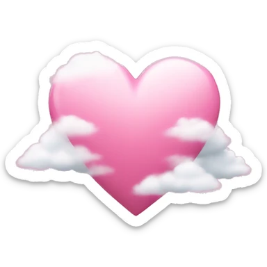 pink heart with clouds around it sticker