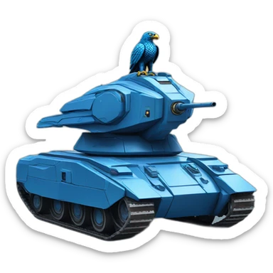 futuristic blue humanoid eagle on a tank sticker