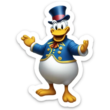 scrooge mcduck standing atop a pile of money sticker