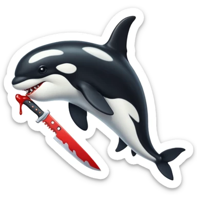 orca holding a bloody knife sticker