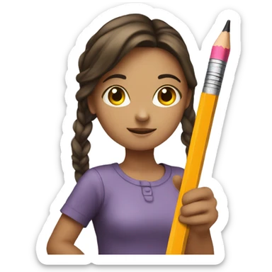 Pencil in hand girl sticker