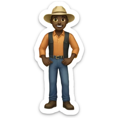 Black male farmhand  sticker