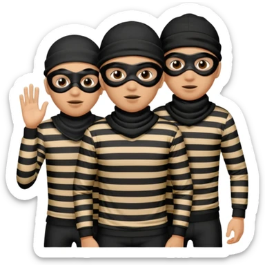 A 3 theif robbers emoji,Stripped shirt,eye mask, black head. sticker