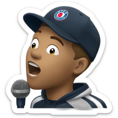 kylian mbappé singing a song into a microphone sticker