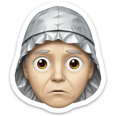 tin foil hat with upset face sticker