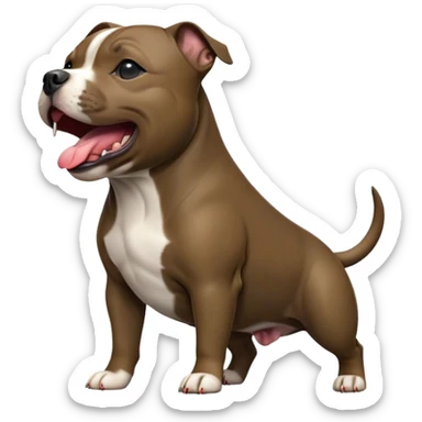 cinematic-[yawning Staffordshire bull terrier]-realistic-full-body-standing-emoji,-tail-resting-loosely-beside-its-paws,-head-tilted-dramatically, -sleek-[dark solid brindle]-fur,-simplified-yet-realistic-focused-features,-highly-detailed,-glowing-with-an-almost-sarcastic-glow sticker