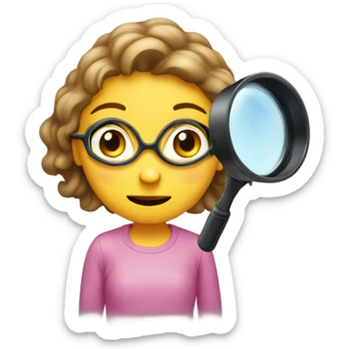 funny girl with loupe sticker
