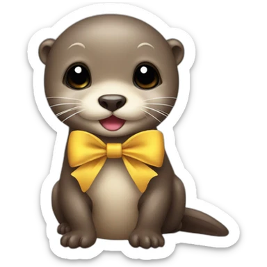 Baby otter wearing a bow sticker