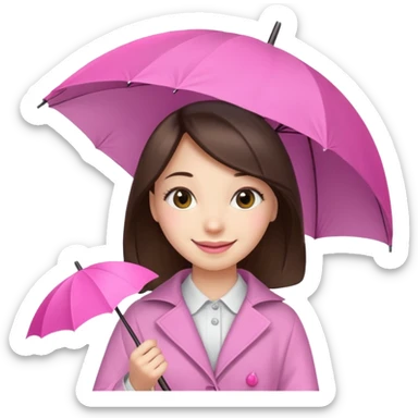 Girl with pink umbrella sticker