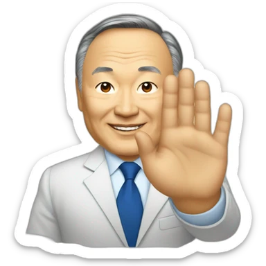Nazarbayev waves his hand sticker