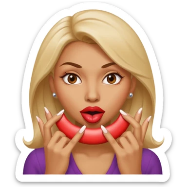 Big lips long nails bestie circle head biting her nails  sticker