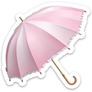 A beautiful pretty cute pastel pink and white umbrella-parasol with sakura patterns  sticker