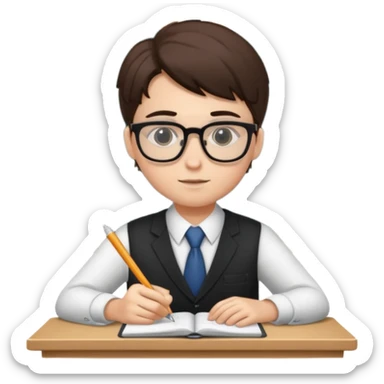 business student sitting taking classes sticker