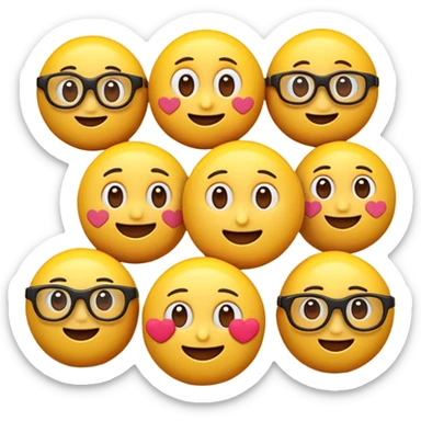Cartoon 3D render, emojis 👓  as cute 3D objects, Pixar-style,  sticker