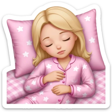 The girl is asleep with pajamas pink on sticker