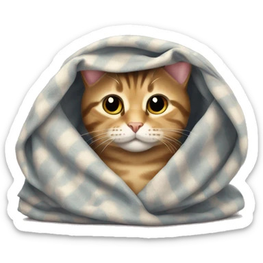 Tabby cat in a blanket sticker
