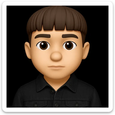 Re-dress the young man in the image wearing a black denim jacket. The original style is 3D Emoji, which does not support text editing, so use the general style editor while preserving the 3D Emoji look and feel. sticker