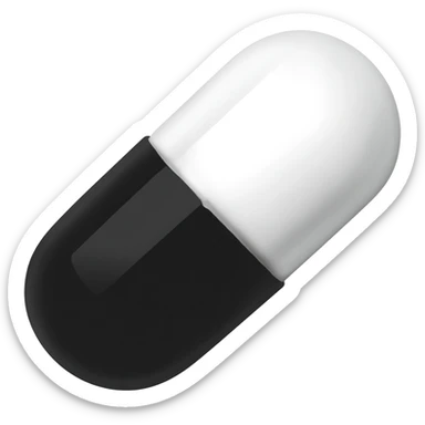 high resolution emoji of a pill. half black and half white sticker