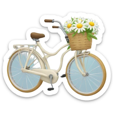 Beach bicycle with front basket with daisies  sticker