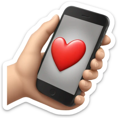 Click on the heart with your thumb on a cellphone  sticker