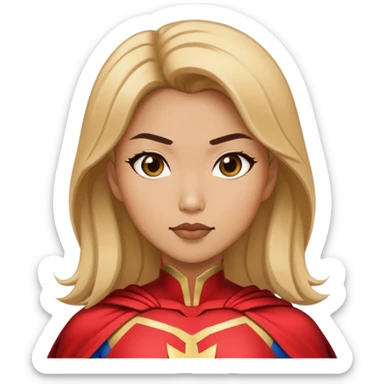 Asian superhero wife with brown and blonde hair sticker