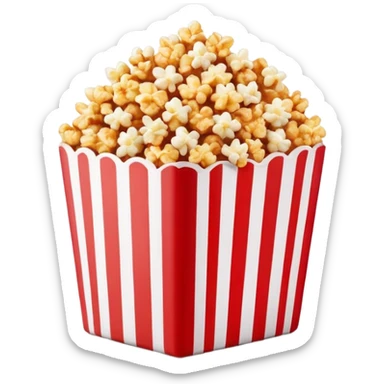 extremely minimalist caramel popcorn in red and white striped package, ultra simple design, no details, clean lines, Apple emoji style sticker
