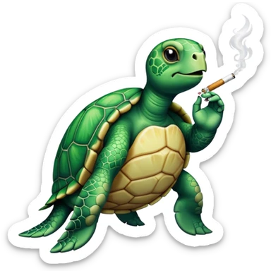 Sea turtle getting high smoking weed sticker