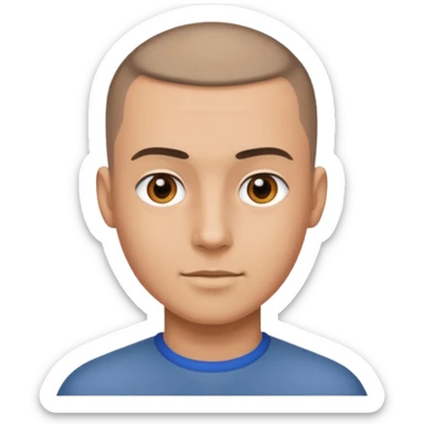 man with buzzcut sticker