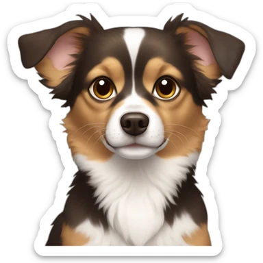 black fur some brown fur no white fur chihuahua, australian shepherd dog mix sticker
