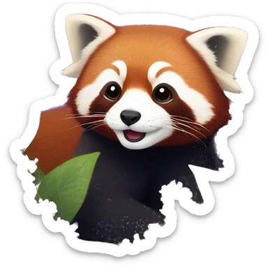 Red panda in a bundle of lilacs sticker
