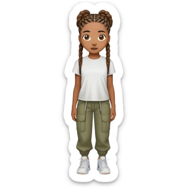 brown skin gurl wiht straight backs and cropped tea wiht baggy pants sticker