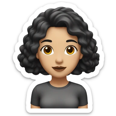 woman,    swimming, light brown skin, long black hair, short stature, brown eyes, wearing a white shirt and black shorts, normal physical build, lower lip slightly larger than the upper lip. sticker