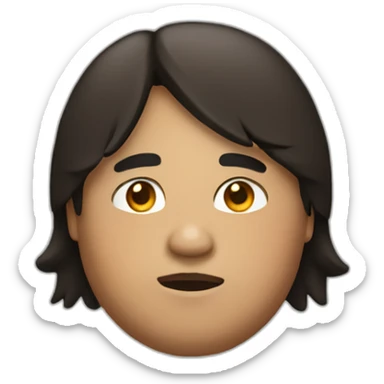 Brown somewhat fat boy with black mid long straight hair sticker