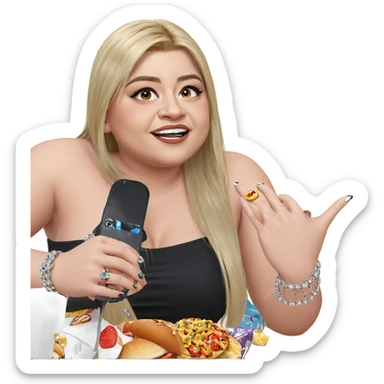 girl with food and jewelry sticker